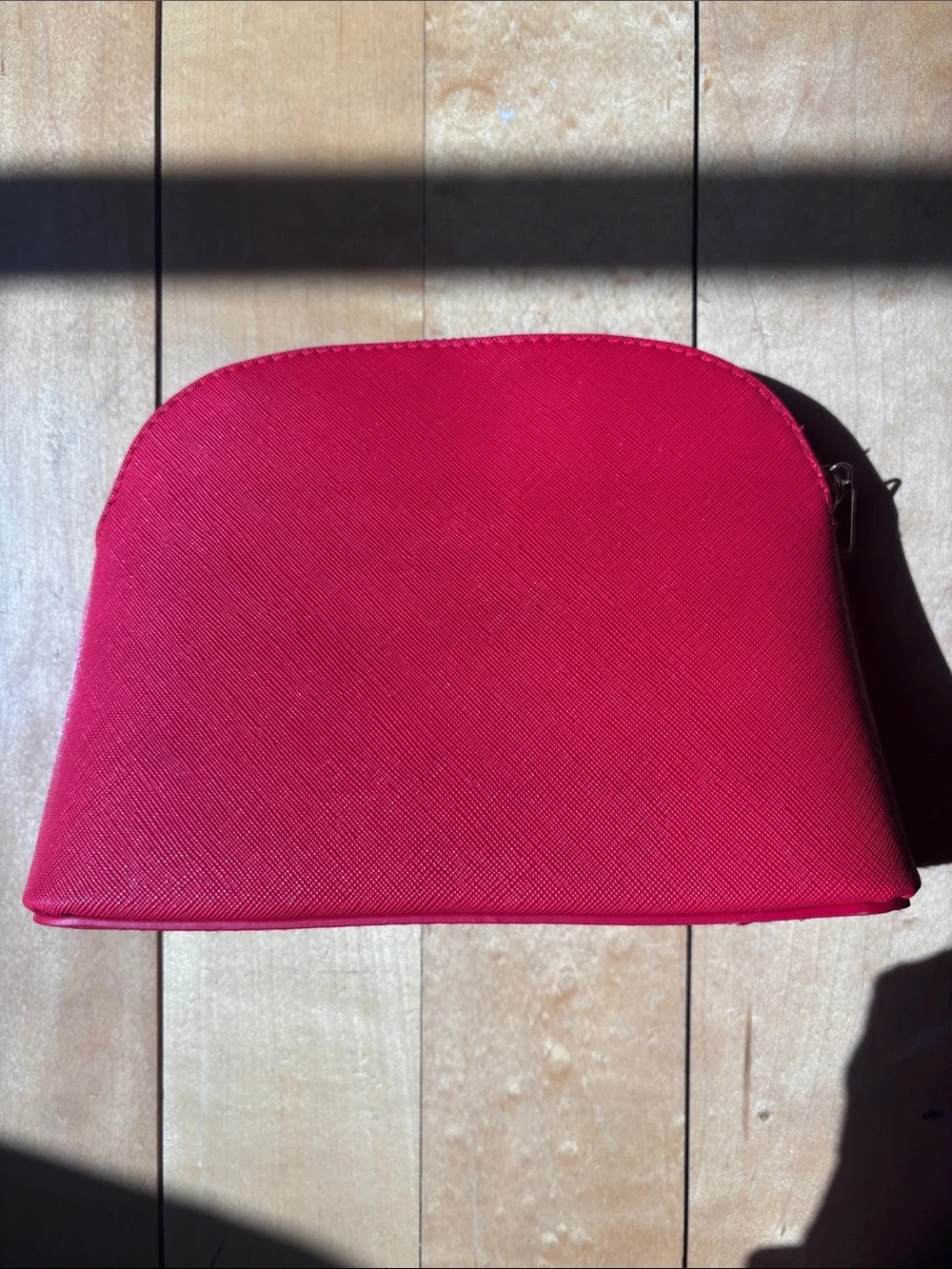 Carolina Herrera Red leather Textured Dome Cosmetic Pouch